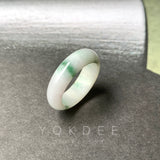 SOLD OUT: 17.1mm A-Grade Natural Floral Jadeite Abacus Ring Band No.161473