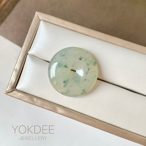 A-Grade Natural Bluish Floral Jadeite Donut No.171314