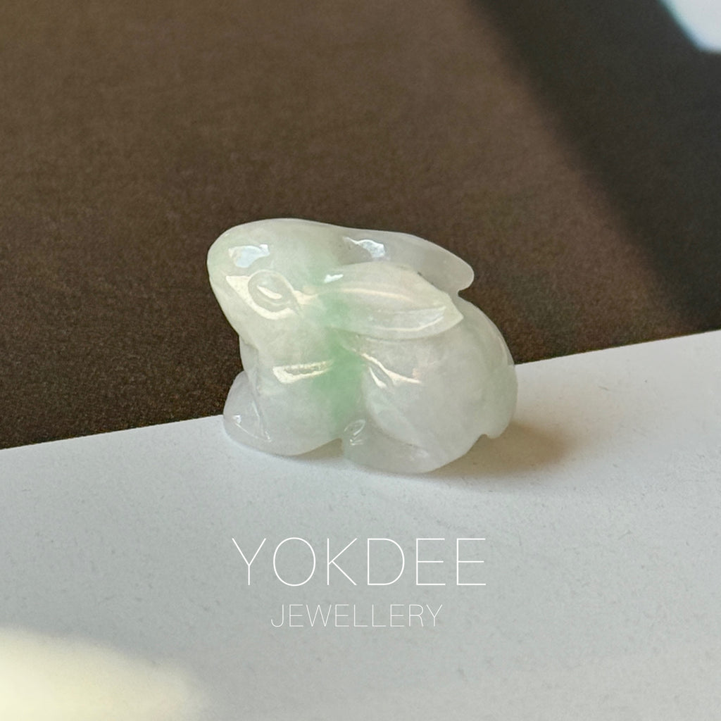 A-Grade Moss On Snow Jadeite Rabbit Pendant No. 172938