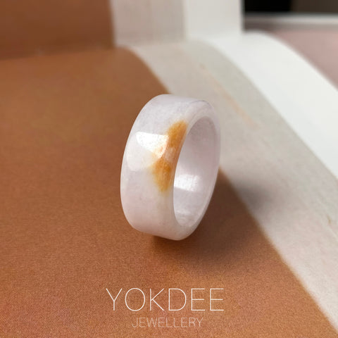 17.2mm A-Grade Natural Lavender Orange Jadeite Ring Band No. 220559