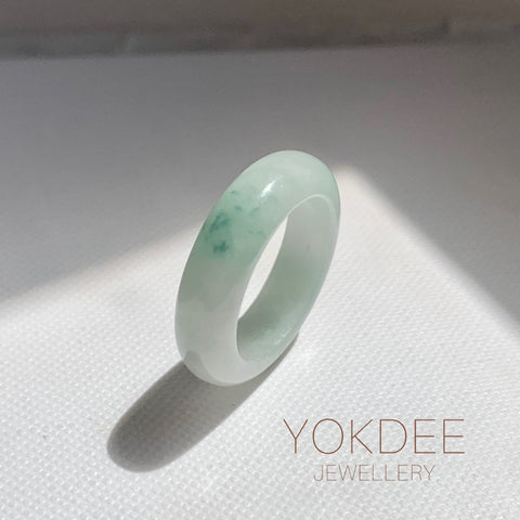 17mm A-Grade Natural Floral Jadeite Ring Band No.162520