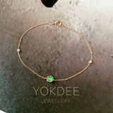 Icy A-Grade Natural Imperial Green Jadeite Petite Dolly Bracelet (Rose Gold) No.190493