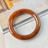 56mm A-Grade Natural Reddish Brown Jadeite Traditional Round Bangle (Collector's Item) No. 151643