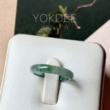 16.3mm Icy A-Grade Natural Blue Green Jadeite Slim Cut Ring Band No. 162632