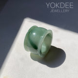 20mm A-Grade Bluish Green Jadeite Archer Ring Band No.161609