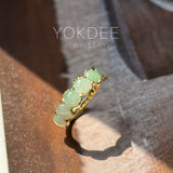 16.2mm A-Grade Natural Light Moss On Snow Jadeite Colour Galore Ring No.162622