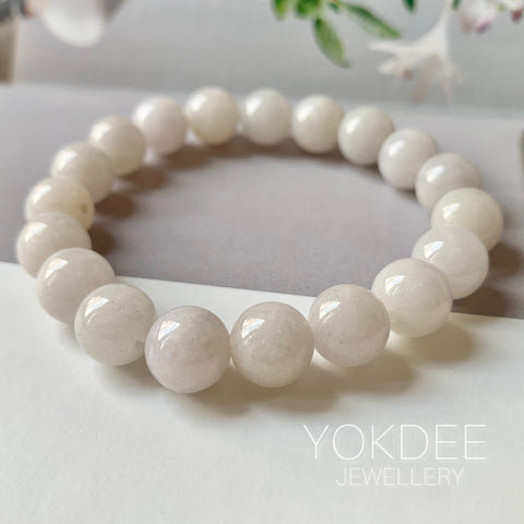 10.3mm A-Grade Natural Lilac Yellow Jadeite Beaded Bracelet No. 190529