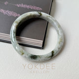 77.4mm A-Grade Natural Floral Jadeite Modern Round Big Bangle No.152059