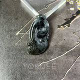 Icy A-Grade Black Jadeite Ruyi Pendant No. 172719