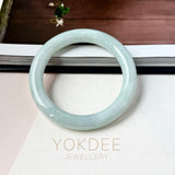 53.5mm A-Grade Natural Light Green Jadeite Traditional Round Bangle No.152127