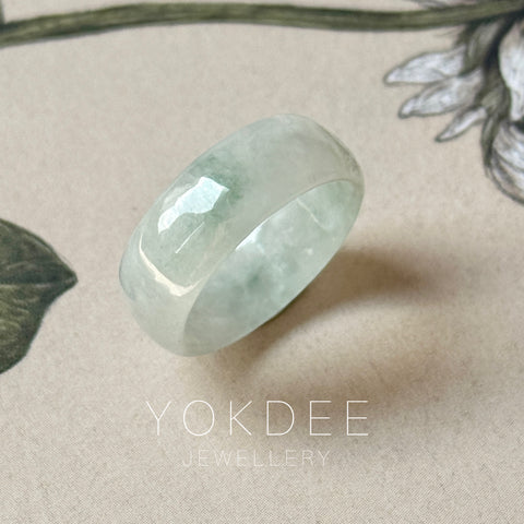 16.1mm A-Grade Natural Floral Jadeite Ring Band No.162516