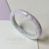 58.6mm A-Grade Natural Lavender Green Jadeite Modern Round Bangle No.152060