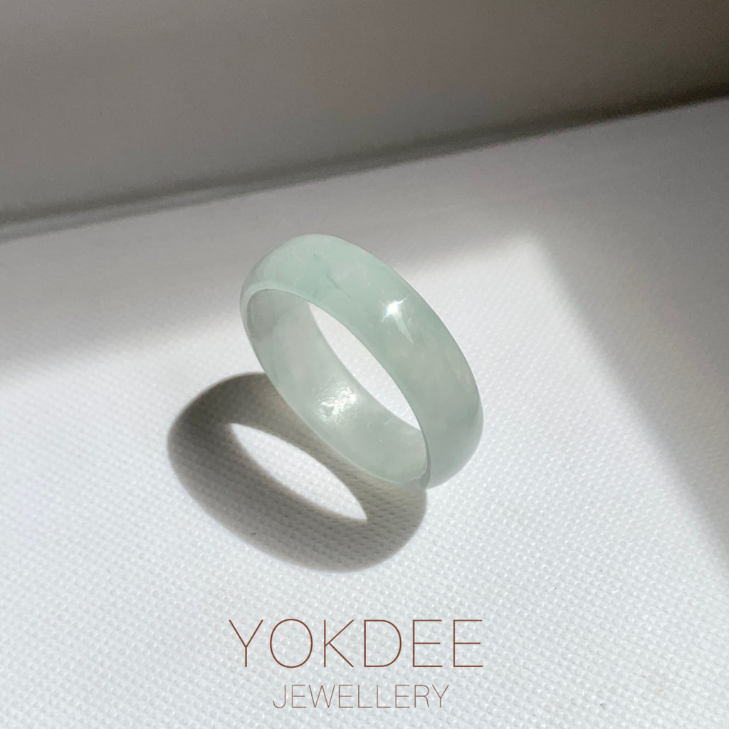 21.1mm A-Grade Natural Bluish Floral Jadeite Ring Band No.162525