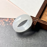 SOLD OUT: 20.3mm Icy A-Grade Natural White Jadeite Abacus Ring Band No.220688