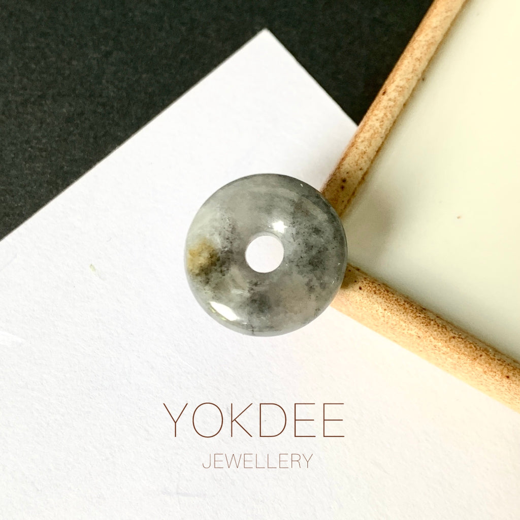 A-Grade Natural Dark Grey Jadeite Donut No.172499