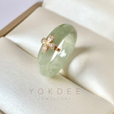 SOLD OUT: 18.1mm A-Grade Natural Green Jadeite Ring with P.Petals Embellishment No.162322