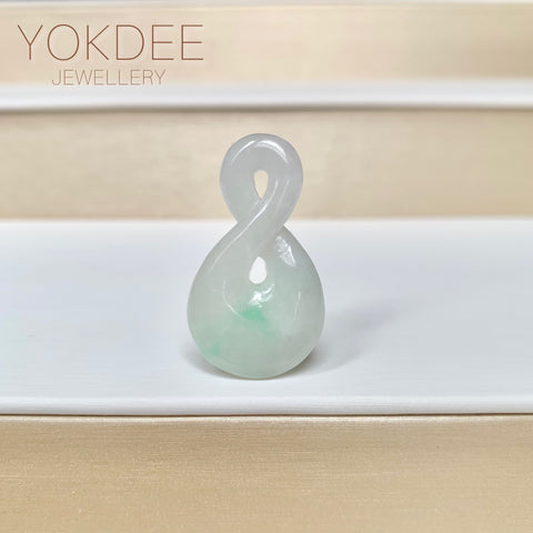 A-Grade Natural Moss On Snow Jadeite Eternity Knot No.8 Pendant No.172592