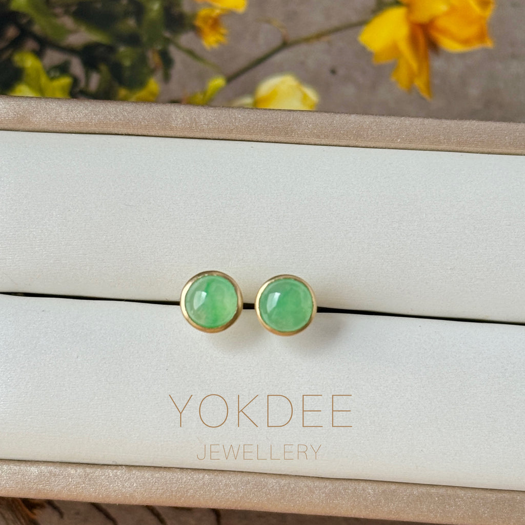 Icy A-Grade Natural Apple Green Jadeite MINI.malist Stud Earrings No. 180920