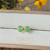 Icy A-Grade Natural Apple Green Jadeite MINI.malist Stud Earrings No. 180920