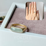 16.2 mm Icy A-Grade Natural Light Green Jadeite Saddle Loaf Ring No.162659