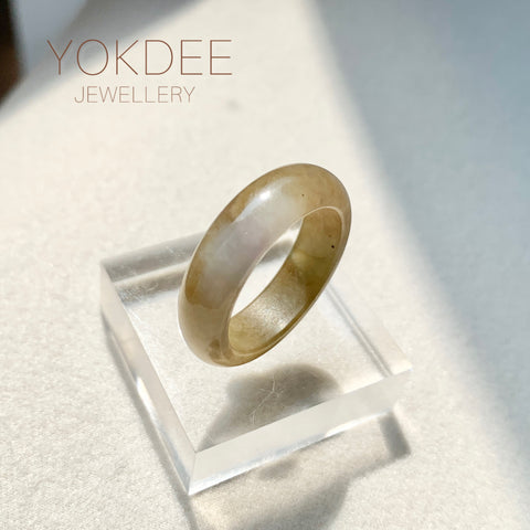 18.9mm A-Grade Natural Yellow Lavender Jadeite Ring Band No. 161733