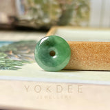 SOLD OUT: A-Grade Natural Bluish Green Jadeite Donut Pendant No.170656