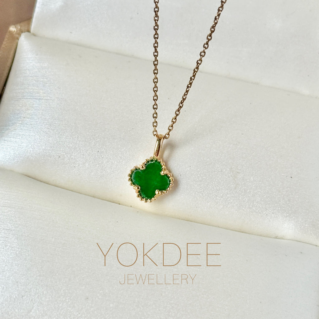 SOLD OUT: A-Grade Imperial Green Jadeite Clover Pendant No. 172792