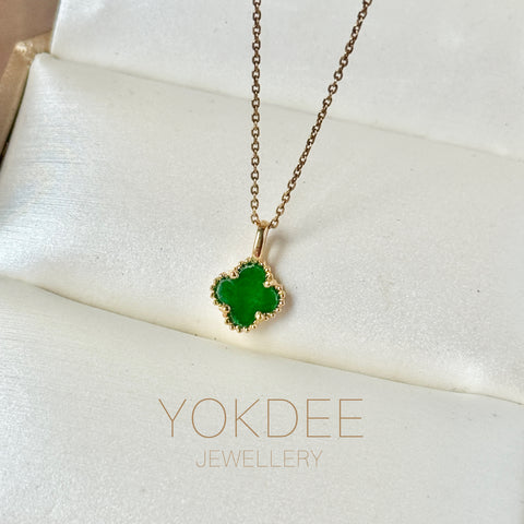 SOLD OUT: A-Grade Imperial Green Jadeite Clover Pendant No. 172792
