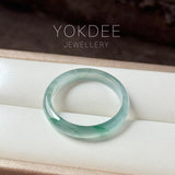 17.2mm Icy A-Grade Natural Blue Green Jadeite Slim Cut Ring Band No. 162576