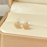 A-Grade Natural Osmanthus Floral Jadeite Donut Stud Earrings No. 180910