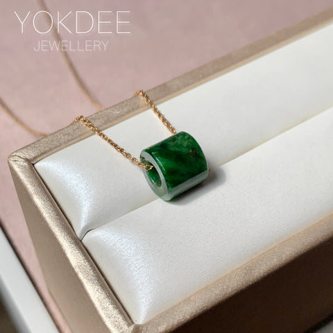 A-Grade Natural Floral Imperial Green Jadeite Barrel No.172018