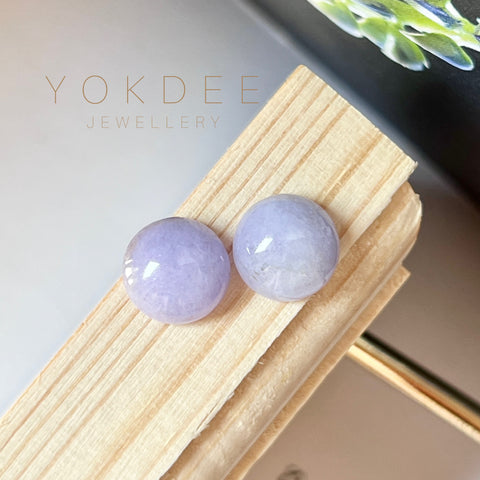 5.4cts A-Grade Natural Lavender Jadeite Round Cabochon Pair No.180571