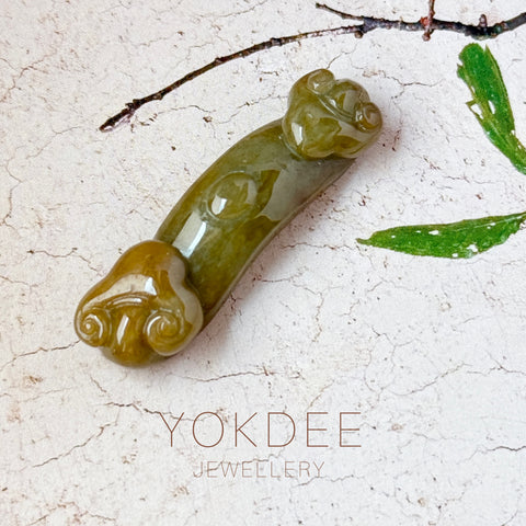 A-Grade Earthy Tone Jadeite Ruyi Pendant No. 172738