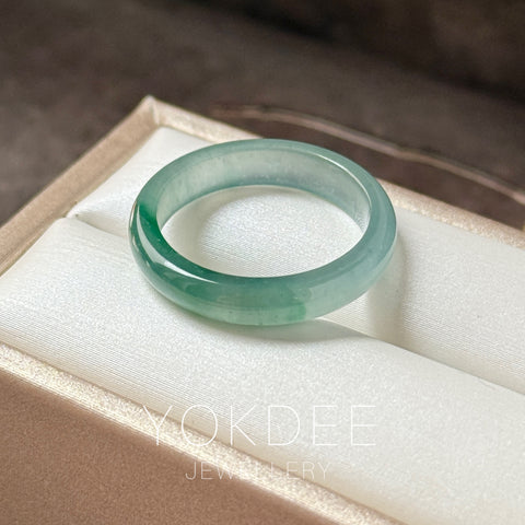 17.2mm Icy A-Grade Natural Blue Green Jadeite Slim Cut Ring Band No. 162572