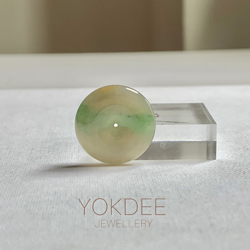 A-Grade Natural Greyish Yellow Jadeite Donut No.172808