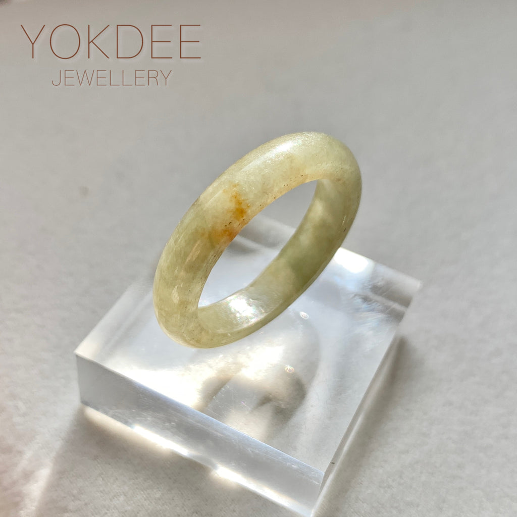 19.8mm A-Grade Natural Yellowish Green Jadeite Ring Band No. 161687