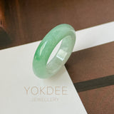 16.8mm A-Grade Natural Moss On Snow Jadeite Ring Band No. 162567