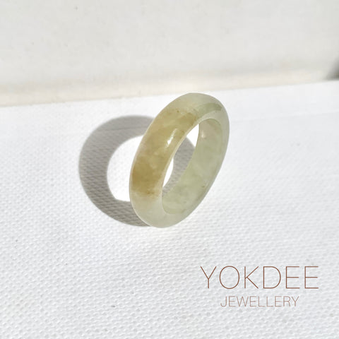 15.9mm A-Grade Natural Light Greenish Yellow Jadeite Ring Band No: 161829