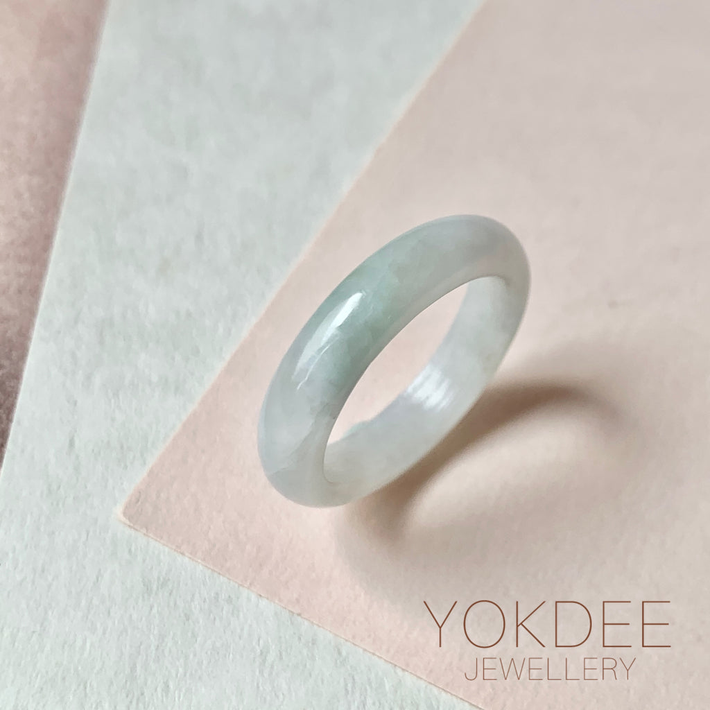 19.2mm A-Grade White Green Jadeite Ring Band No. 161574