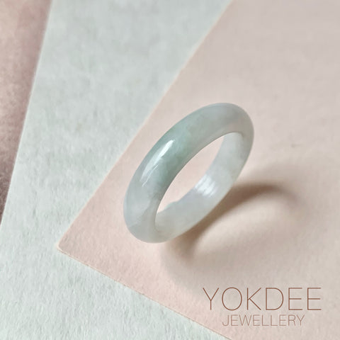 19.2mm A-Grade White Green Jadeite Ring Band No. 161574