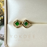 Icy A-Grade Natural Imperial Green Jadeite Earring Studs (Princess Belle) No. 180715