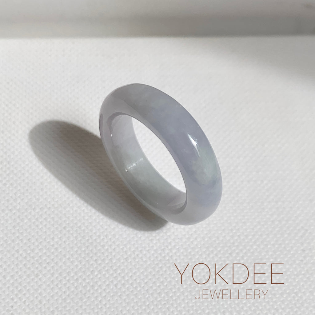 16.8mm A-Grade Natural Lavender Green Jadeite Abacus Ring Band No.162505