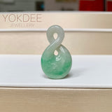 A-Grade Natural Moss On Snow Jadeite Eternity Knot No.8 Pendant No.172591