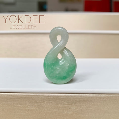 A-Grade Natural Moss On Snow Jadeite Eternity Knot No.8 Pendant No.172591