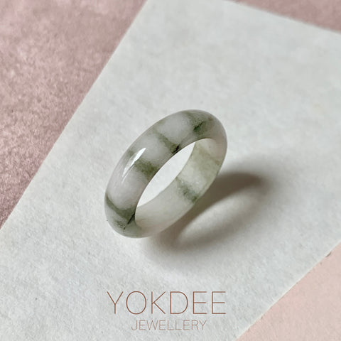 17.2mm A-Grade White Green Jadeite Ring Band No. 161872