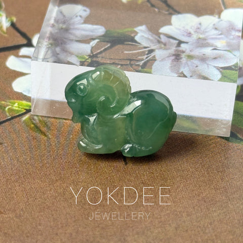 A-Grade Natural Greenish Blue Jadeite Goat Pendant No.172866