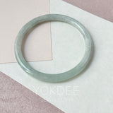 59.5mm A-Grade Natural Light Green Lavender Jadeite Traditional Round Slim Cut Bangle No. 152133