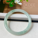 56.6mm A-Grade Natural Floral Jadeite Traditional Round Bangle No. 152157