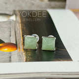 A-Grade Natural Sage Green Jadeite Sugar Loaf Stud Earring No. 180907