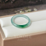 17.2mm Icy A-Grade Natural Blue Green Jadeite Slim Cut Ring Band No. 162571